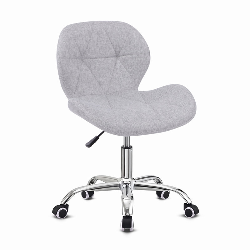 Erltrud Velvet Office Chair, Fabric, Light Grey