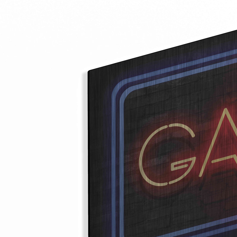 «Game Room Neon Sign» par Mollie B, art mural en métal, H 16 po x l 48 po