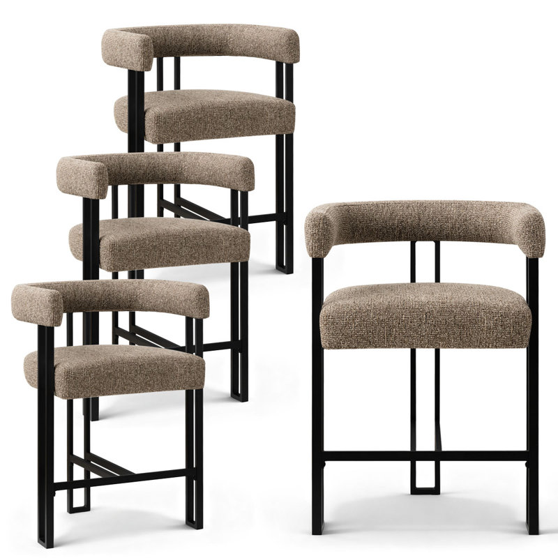 24" Upholstered Tweed Counter Stool, Brown