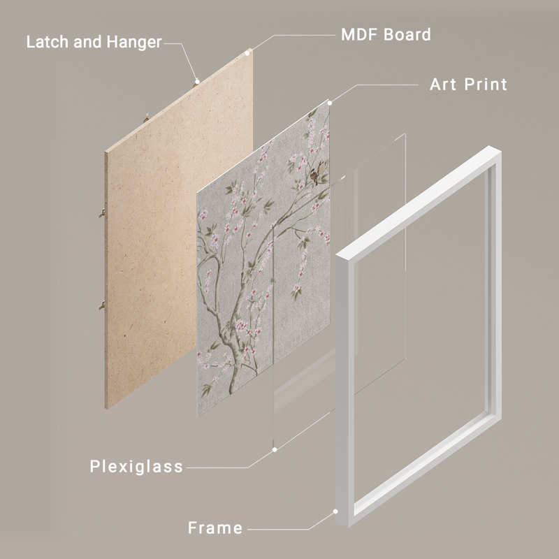Fleur de cerisier, Blanc / Blanc, H 10 po x l 8 po