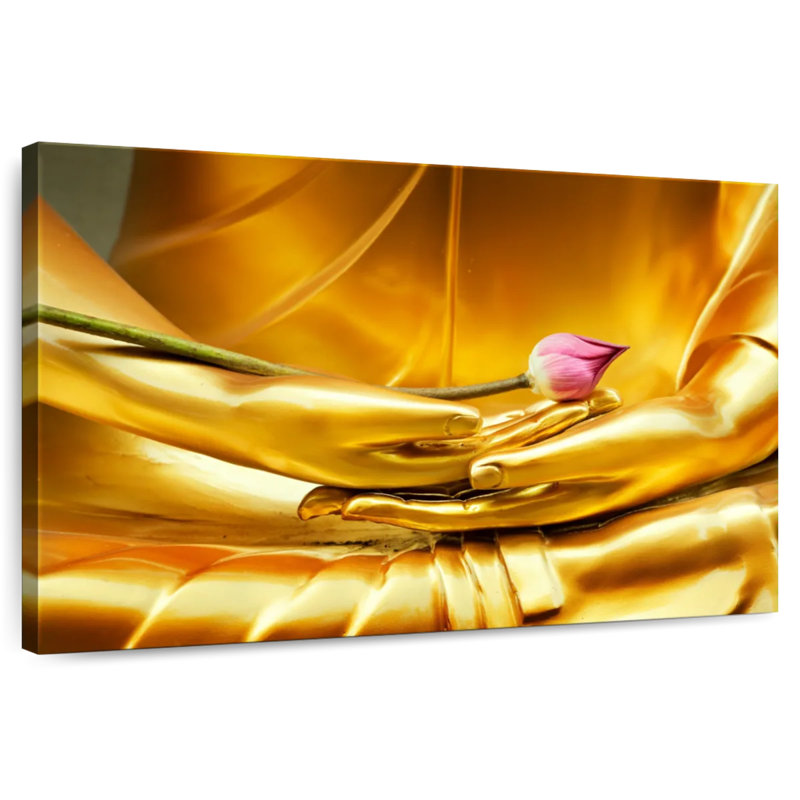 Bouddha Leisha tenant un lotus, H 20 po x l 30 po
