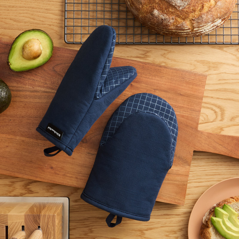 Ensemble de 2 mini-gants de cuisine Kitchenaid Gourmet Series Gridline, Bleu encre
