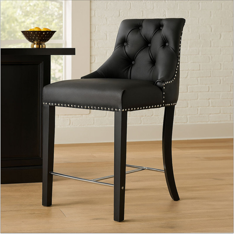 Brogdon Upholstered Counter Stool with Solid Wood Frame