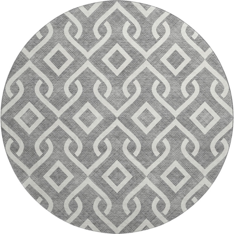 Premium Machine Washable Cerrito Gray Rug, Round 8'