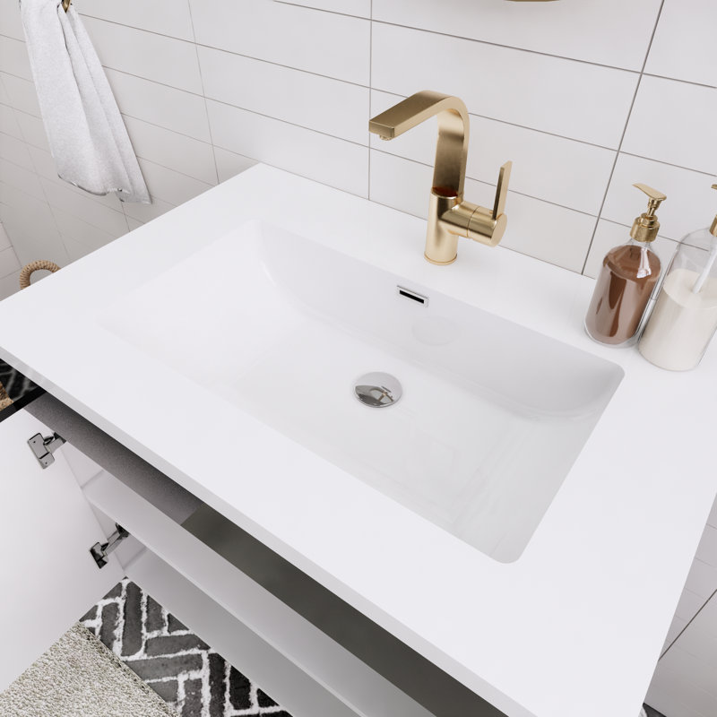 Topi 29.53'' Single Bathroom Vanity with Acrylic Top, Gloss Black