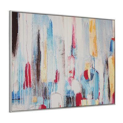 Modern Blue 39x30 Inches Framed Abstract Wall Art for Versatile Decor