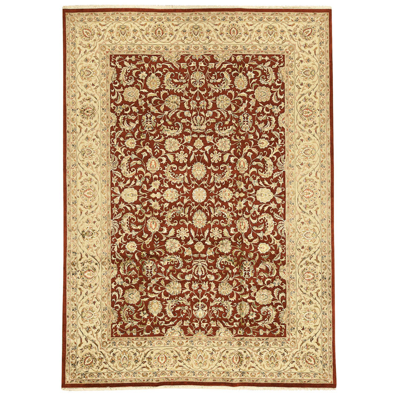 Tapis rouge et or noué à la main de haute qualité