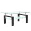 Table basse rectangulaire en verre noir Table basse rectangulaire moderne pour centre de mobilier de salon (y compris la table basse, sans les chaises)-338765760-467314498