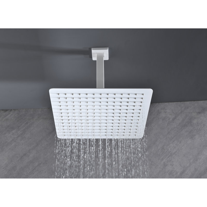 304 Stainless Steel Bathroom Rainfall Shower - Self Clean, 11.78X11.78X9.71 Inch, White, Comfortable Showering Waterfall High Rainfall, 12X12x10, Luxury Bathing Delight