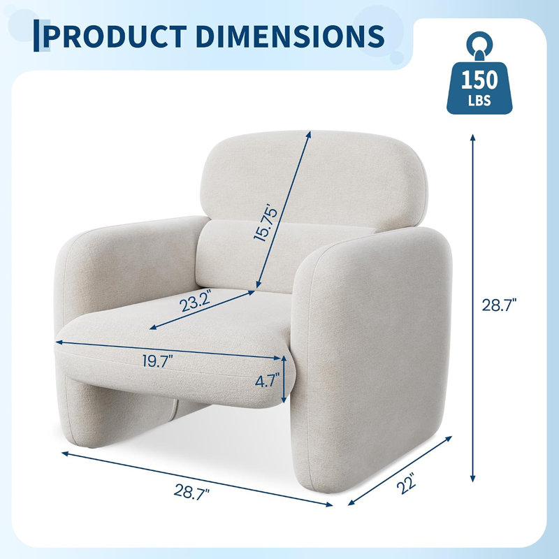 Fauteuil lounge moderne avec structure en bois massif, fauteuil d'appoint ergonomique, Chenille
