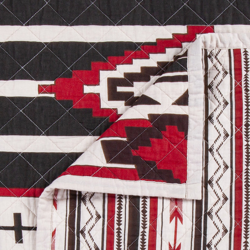 Full Black and Red Cotton Reversible Quilt Set