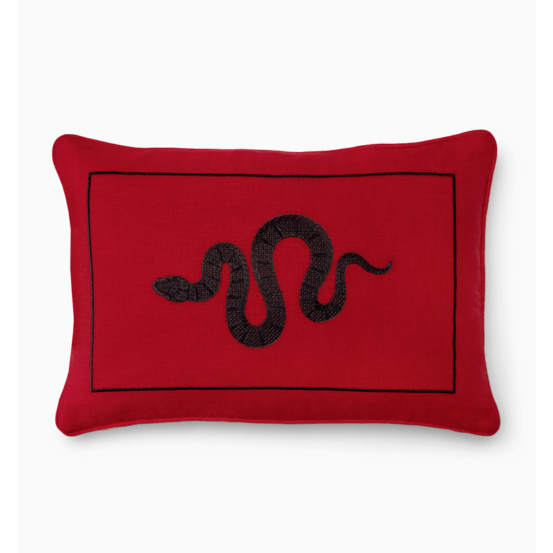 Year Of The Snake Linen Lumbar Pillow Cover & Insert, Red/Black