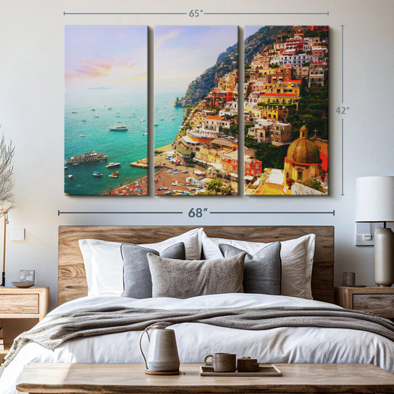 «Bustling Village Of Positano» sur, H 42 po x l 65 po