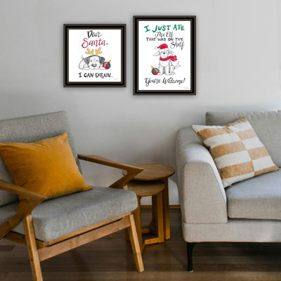 Trendy Decor 4U 2- Piece Vignette Dear Santa, I Can Explain Framed Wall Art For Living Room, Bedroom Wall Art Print For Home Decor By Deb Strain