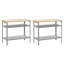  Set Of 2 Grey Steel, Wood Medium Height-Adjustable Shelves