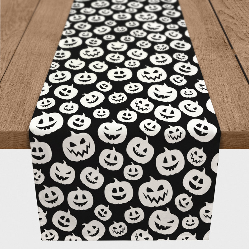 Melodi Geometric Cotton Blend Halloween Table Runner, 72" x 16"