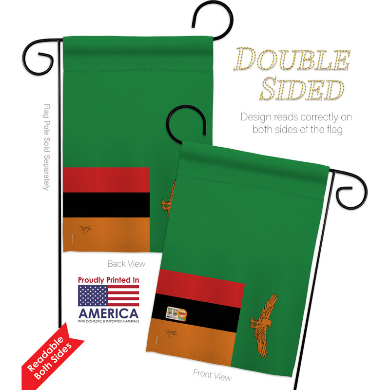 Polyester 2 côtés 18,5 x 13 po zambie ensemble de drapeau