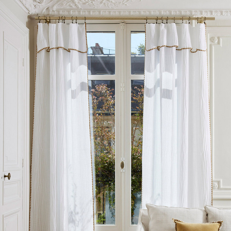 Cotton Blend Curtain Single Panel, 250 x 280cm, White