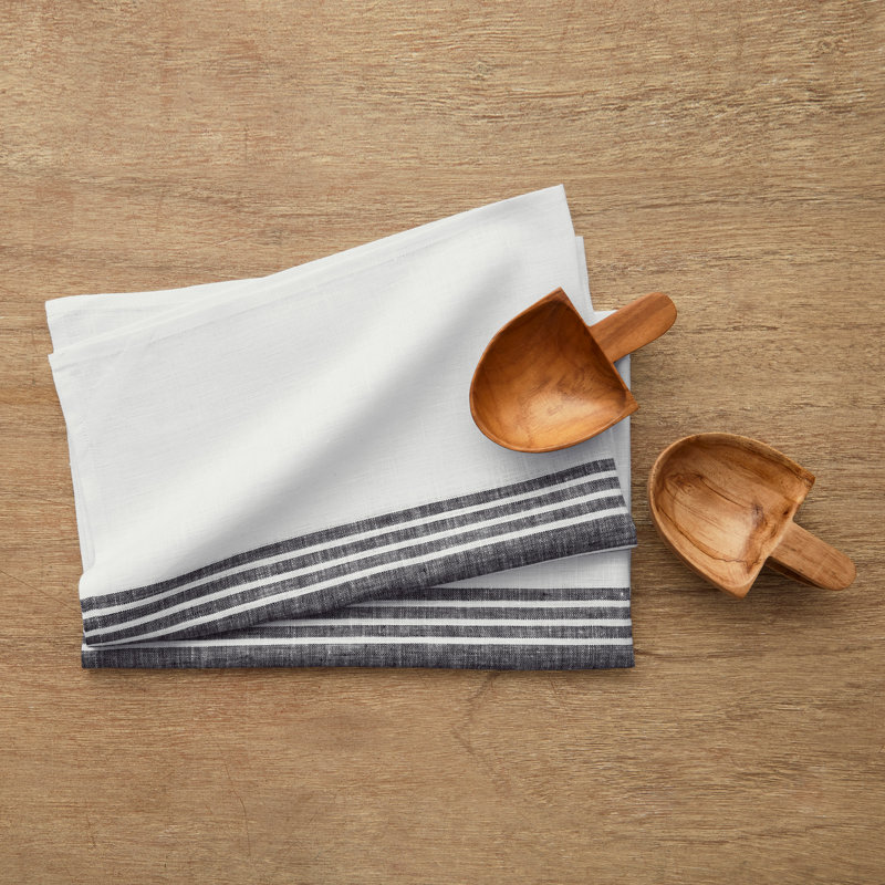 Farmhouse - 100% Pure Linen Kitchen Towel, Black and White