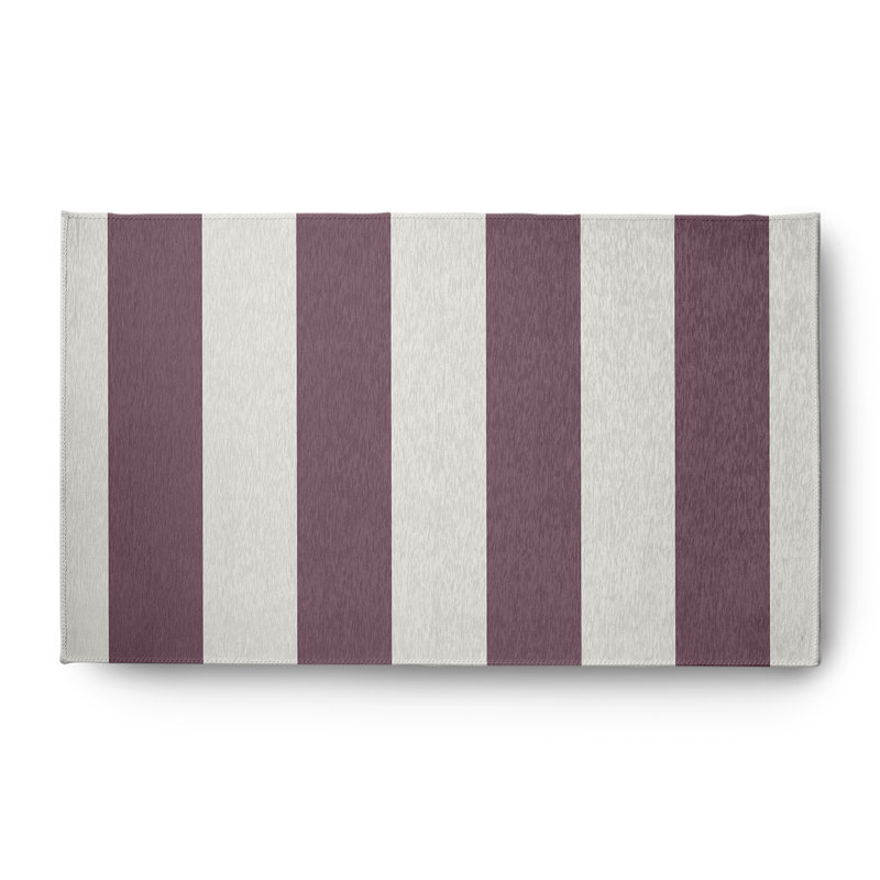 Tapis rayé mauve d'intérieur / extérieur tissé à plat, Rectangle 3 pi x 5 pi