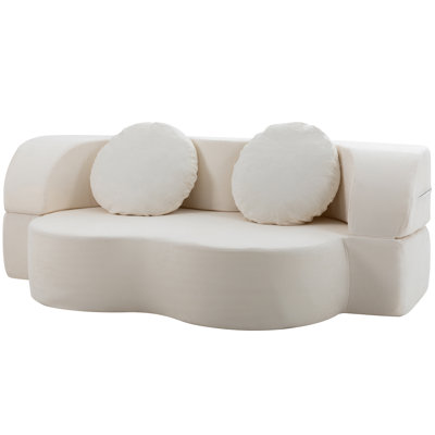  77" Upholstered Convertible Futon Sofa 