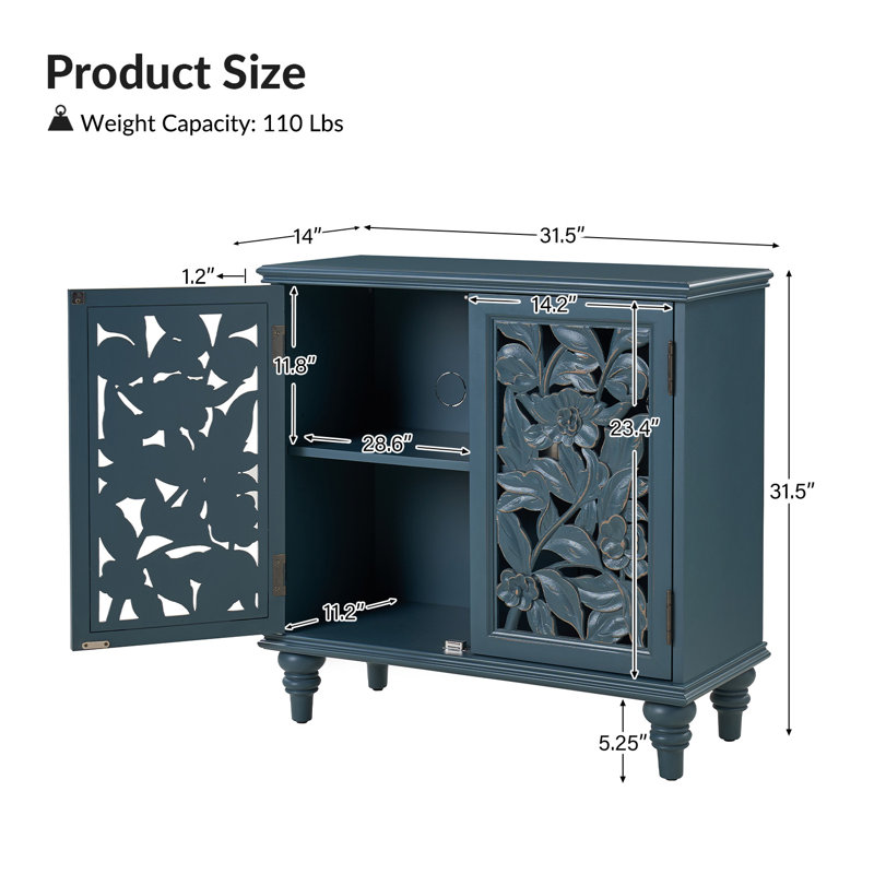 Buffet décoratif en bois massif Hayter, Bleu