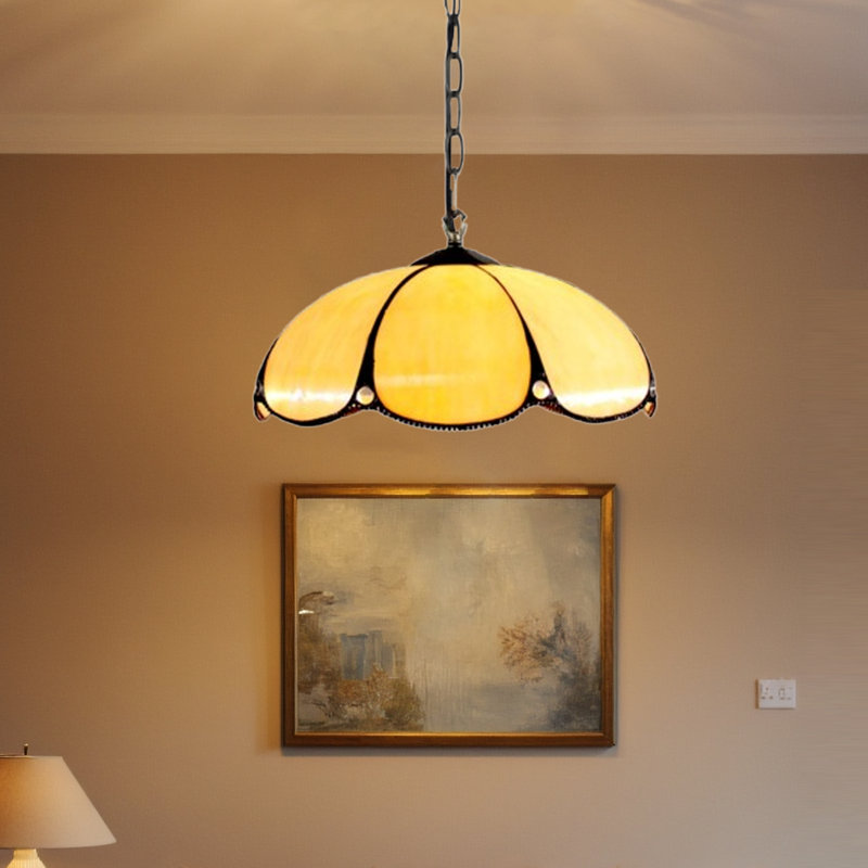  Luminaire suspendu de style moderne 1 lumière champagne Tiffany
