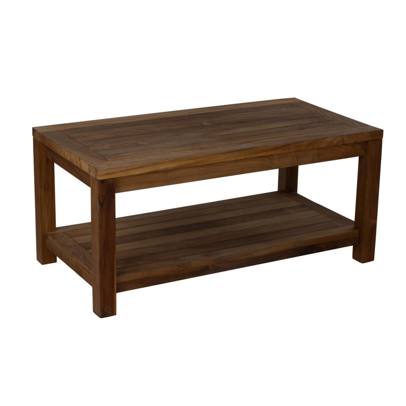 Table basse en bois de teck avec rangement RRI Goods, H 16 po x l 36 po x P 18 po, Noyer