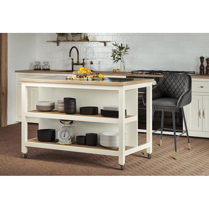 Mounia Granite Top Kitchen Island, Cream