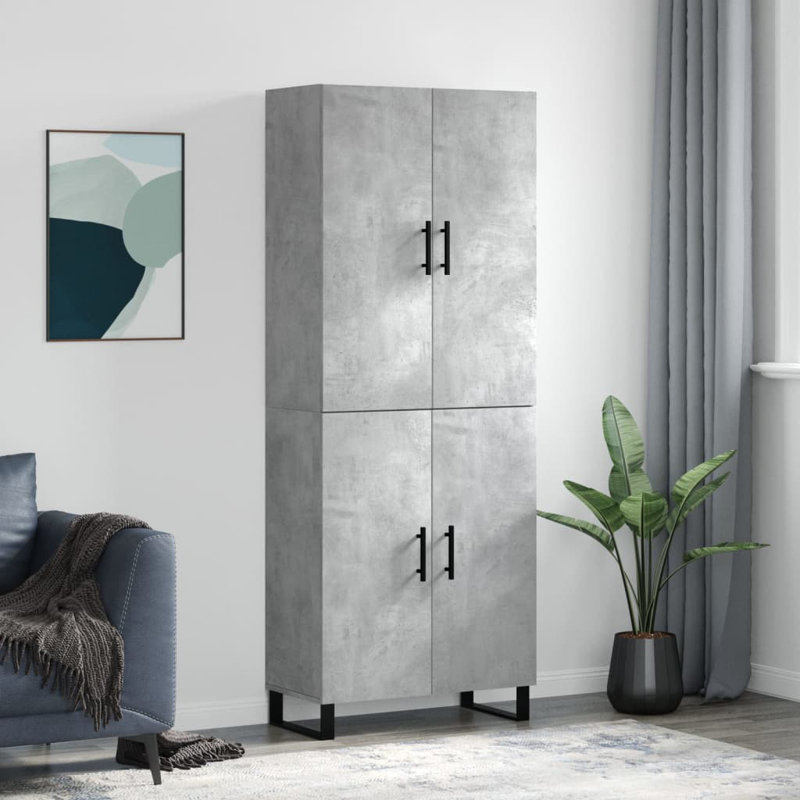 Grifton Highboard 69.5x34x180 cm Engineered Wood, Concrete Grey