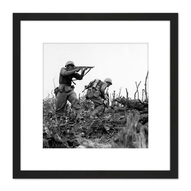 War WWII USA Marine Sgt Bartlett Shooting At Sniper - Single Picture Frame Print