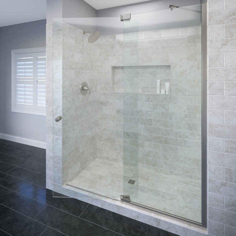 Cantour 76" H Frameless Shower Door, Clear, Oil Rubbed Bronze, 60"