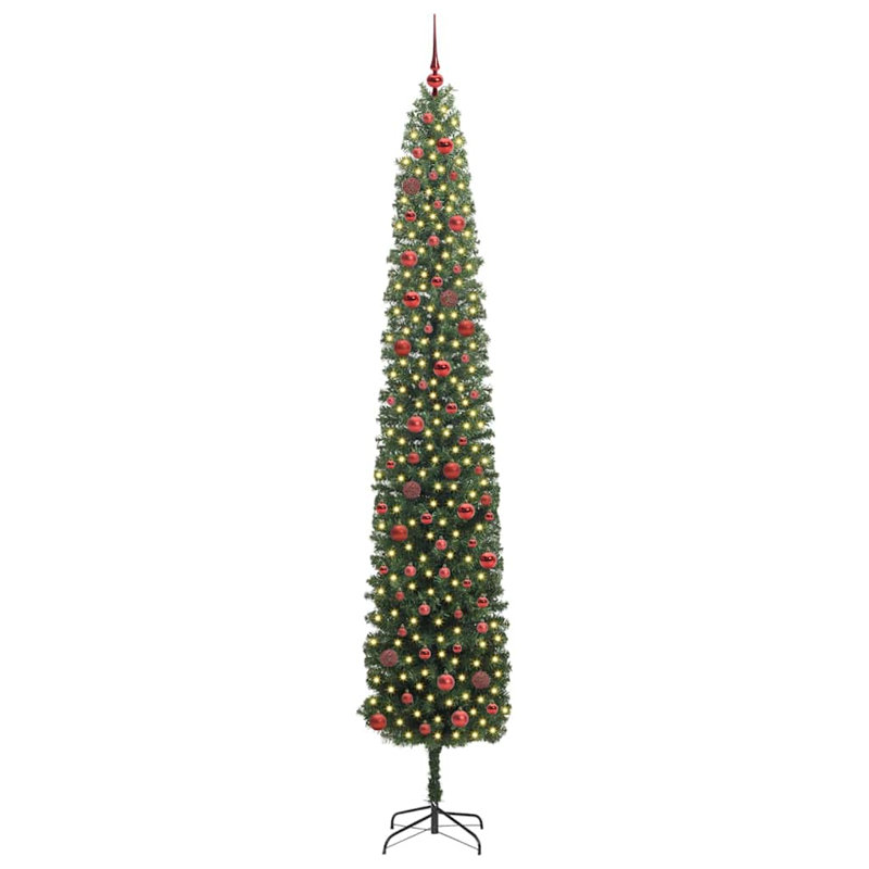 Artificial Christmas Tree with 300 LEDs with Stand, Red, 8.86' H