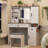 LED Storage Sliding Mirror Vanity Desk With Stool And Charging Station-422757376