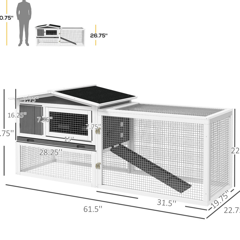 Lapin de 2 étages, couloir détachable, imperméable, grand espace pour la maison grise, 1 à 2