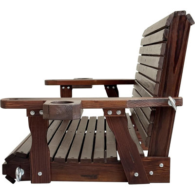 Wooden Porch Swing 2-Seater, Heavy Duty 880 LBS,Bench Swing with Cupholders
