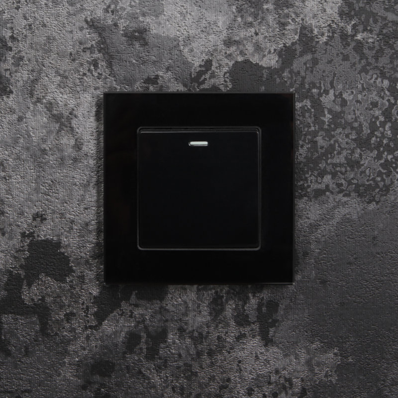 Crystal PG 1 Gang Rocker Light Switch White Intermediate, Black