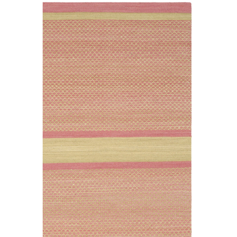 Brianne Hand Woven Flat Weave Wool/Cotton Striped Rug in Lime/Pink, Rectangle 8' x 10'