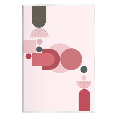 Stupell Industries Pink Varied Geometric Shapes Framed Giclee Art Design By Lil' Rue