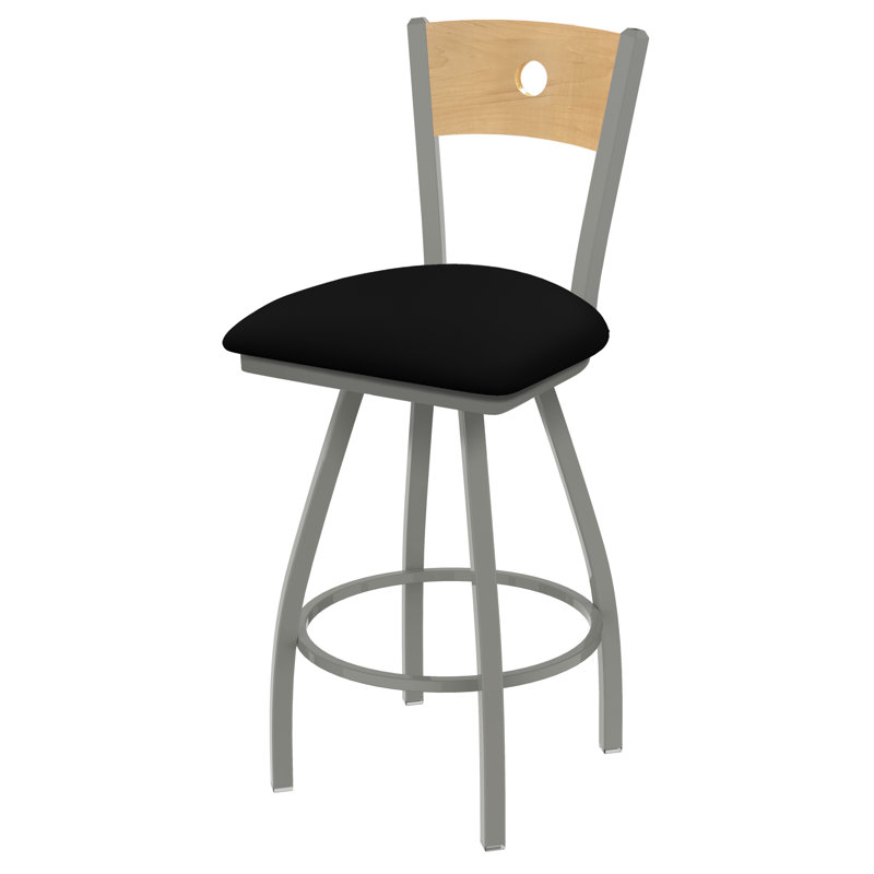 Tabouret de bar pivotant de 36" Lareau, Chêne naturel, Allante Espresso, Nickel anodisé