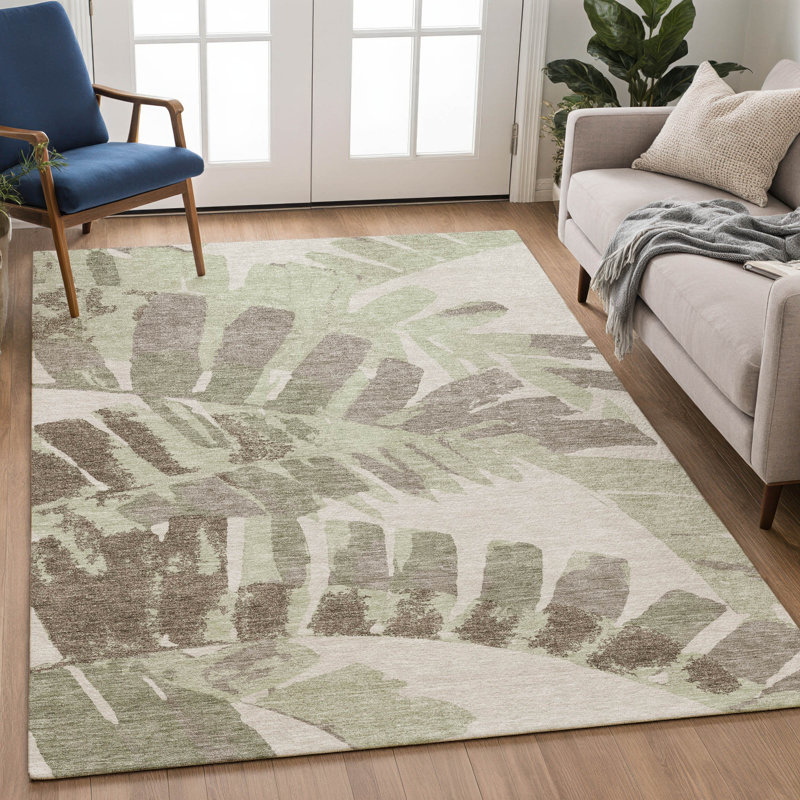Tapis tropical intérieur / extérieur lavable à la machine Chantille ACN2991, Céleri, 10 pi x 14 pi