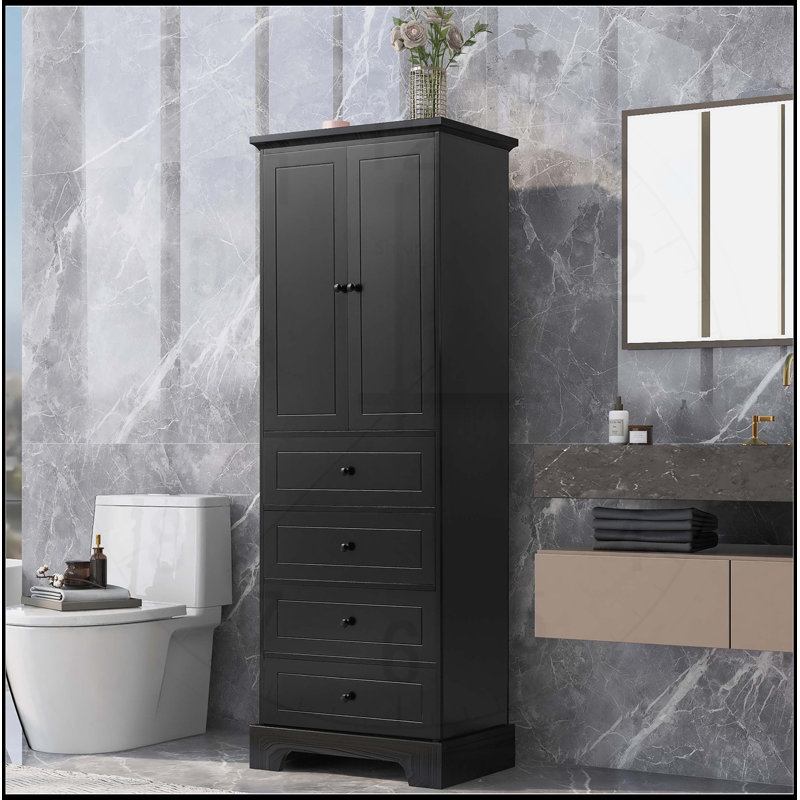Versatile Storage Cabinet With Multiple Compartments For Various Spaces, Black