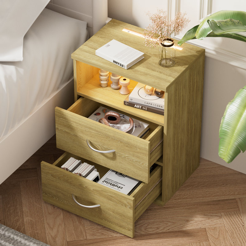 Deneem 39cm W MDF/particle Board Bedside Table, Sonoma Oak