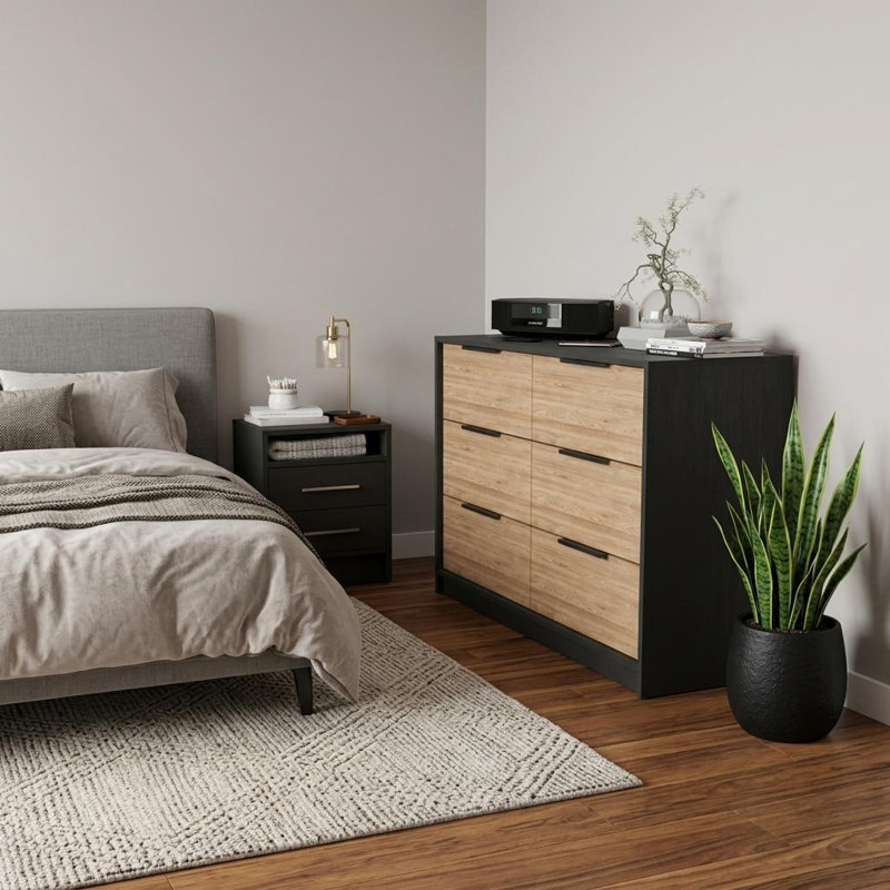 Ensemble de chambre à coucher deux pièces noire et grise