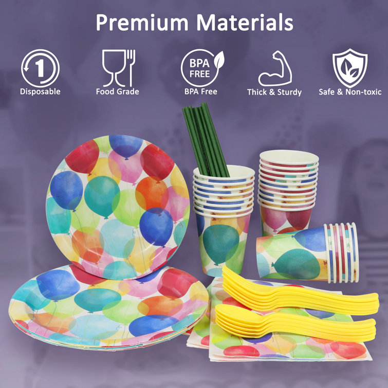 Puleo Disposable Birthday Party Set, Serves 24, with Large and