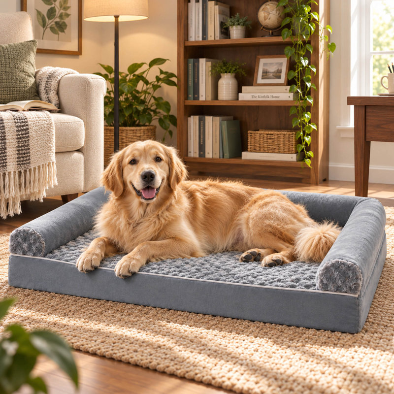 Lit orthopédique pour grand chien de 91 x 69 cm avec housse imperméable et lavable