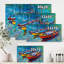 Trois bateaux dans le port - Peinture sur toile-59282290-59365460