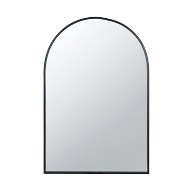 24" X 36" Black Arched Mirror With Metal Frame, Wall Mirror For Living Room Bedroom Entryway