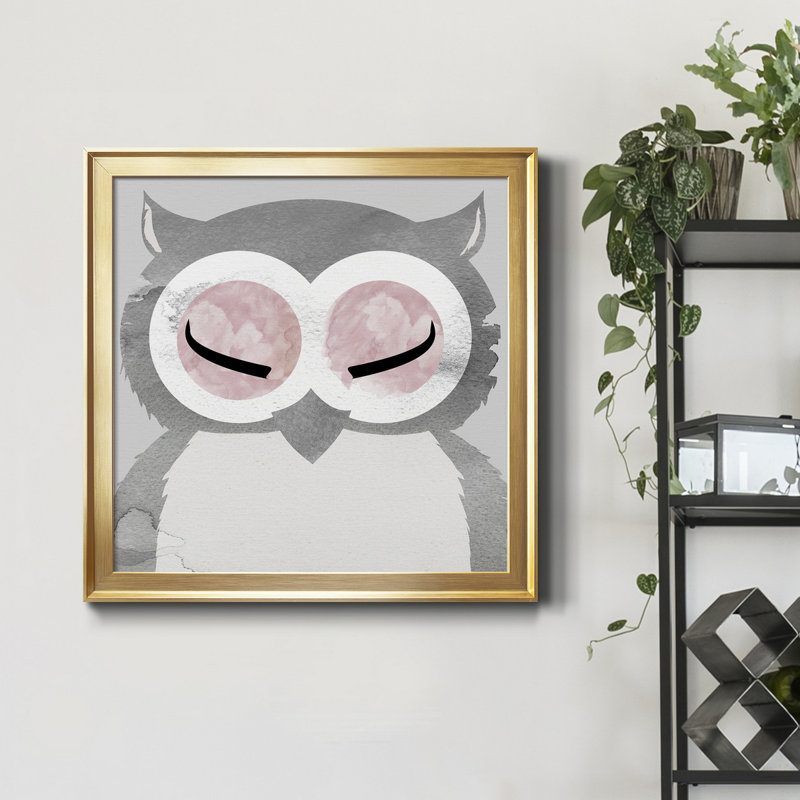 Chouette - peinture sur toile encadrée, H 30,5 po x l 30,5 po x P 1,5 po, Doré