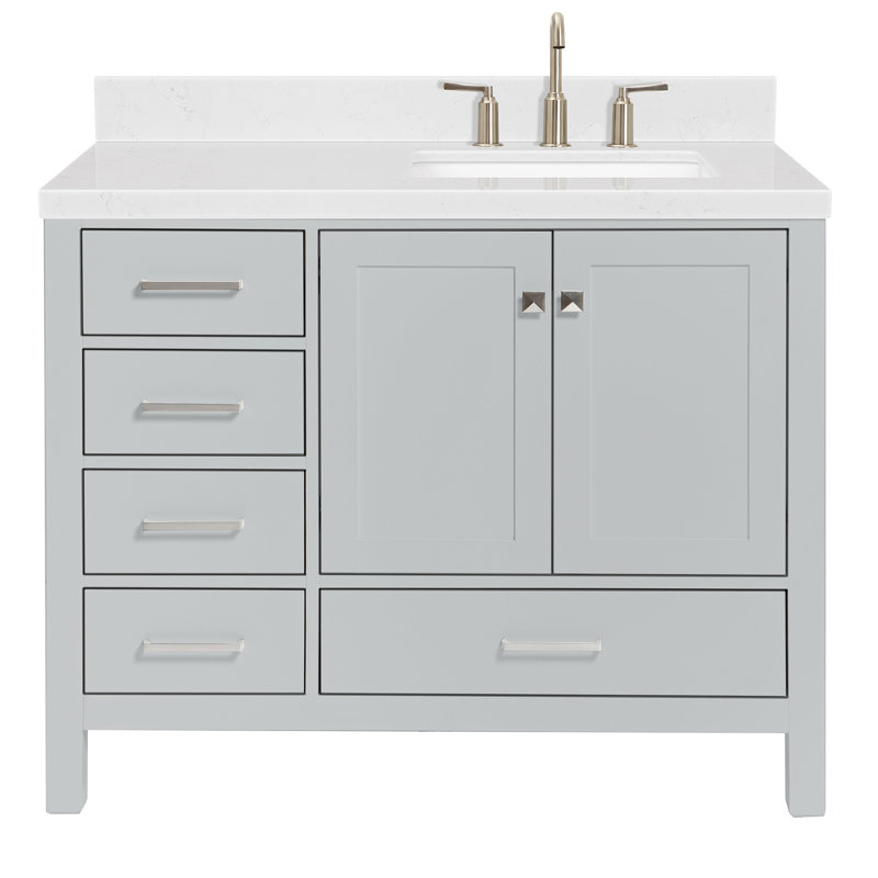  Meuble-lavabo simple 42,25 po avec plateau, Gris, Right, Rectangular